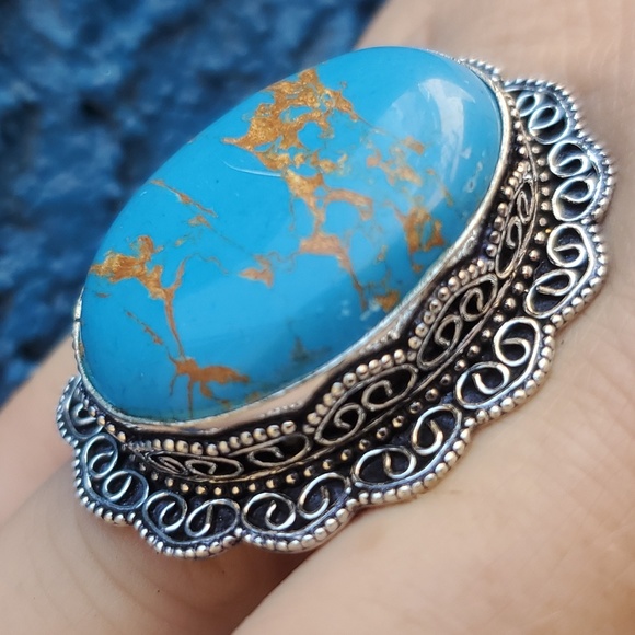 New Copper Turquoise 925 Silver Ring. - Picture 16 of 16
